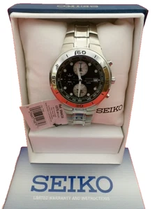 SEIKO SNAC35 HOMBRE ALARMA CRONÓGRAFO FECHA TAQUÍMETRO CRONÓMETRO ASPECTO PLATEADO $395 - Imagen 1 de 4
