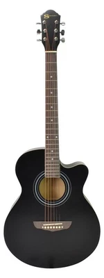 Full Size Acoustic Guitar Cutaway Design, Steel Strings-Matt Black - Image 1 of 4