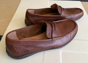 BORN MEN'S SHOES. SIZE: 12M BROWN LEATHER PENNY LOAFER SLIP ON - Picture 1 of 10