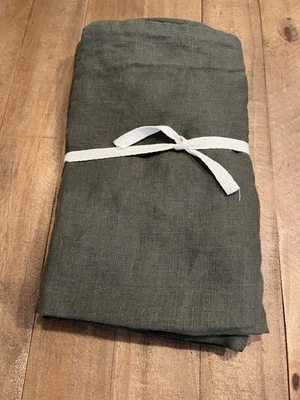 West Elm European Flax Linen Shams  Dark Olive · King Sham - Image 1 of 4