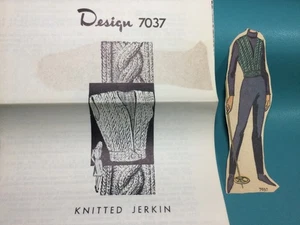 Vtg Mail Order Design 7037 KNITTED JERKIN / VEST Pattern Original - Picture 1 of 2