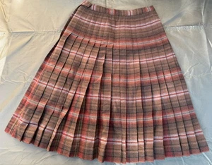 Gonna lana vintage donna tartan a quadri anni 70 plissettata lana zip laterale vita 26” usata in ottime condizioni - Foto 1 di 7