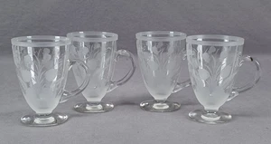 Set of 4 Boston & Sandwich Engraved Floral & Ferns Flint Glass Punch Cups - Picture 1 of 14