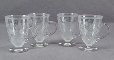Set of 4 Boston & Sandwich Engraved Floral & Ferns Flint Glass Punch Cups - Image 1 of 4