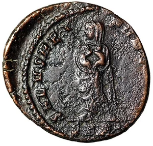 WIFE OF CONSTANTINE Fausta Roman Coin w COA Holding Infants CERTIFIED AUTHENTIC - Picture 1 of 5