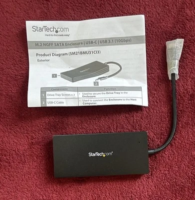 StarTech M.2 NGFF SATA Enclosure - USB 3.1 (10Gbps) with USB-C Cable - Image 1 of 4