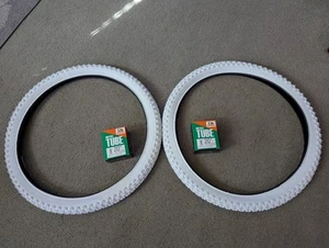 TWO(2) INNOVA 20X1.75 BMX BICYCLE TIRES WHITE ,COMP 3 TYPE & 2 TUBES - Picture 1 of 5