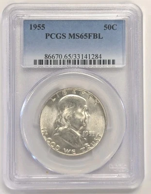 1955 Franklin Half Dollar PCGS MS65 FBL - View Photos  Blast White #Z328  - Image 1 of 4
