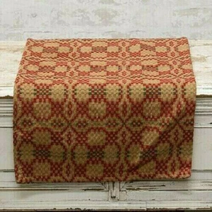 Patriots Knot TABLE TOPPER ~ Cranberry Tan Green 34" x 34" Primitive Farmhouse - Picture 1 of 2