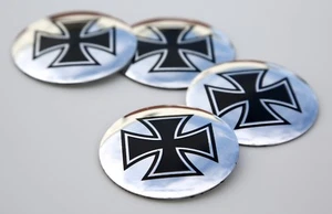 Maltese Cross Sticker Decal Emblem Metal DOME SHAPE  2.20" in diameter 4 Pieces - Bild 1 von 12