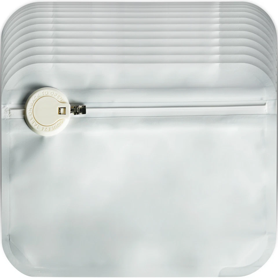 XPRS NUTRA Resealable Exit Bags (8"x6"x2") Smell Proof w/ Child-resistant Snap-Lock WHITE