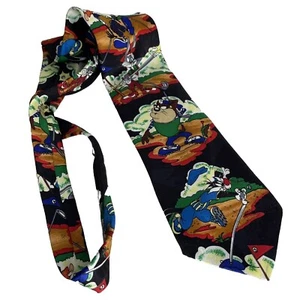Looney Tunes Men's Necktie Tie Golf Theme Bugs Taz Daffy Sylvester Vintage 1993 - Picture 1 of 9