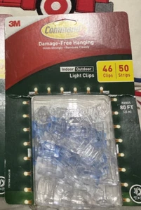 Command Indoor Outdoor Light Clips with 46 Clips 50 Strips Hangs 80 ft  - Picture 1 of 1