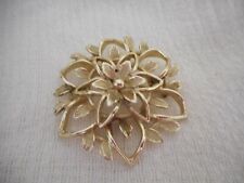 Vintage Sarah Coventry Estate Costume Brooch Pin Gold floral