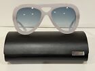Derek Lam Charlotte Aviator Sunglasses Bone Light Blue Frosted Plastic 54-20-140