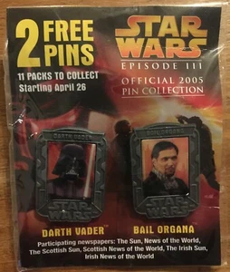 DISNEY STAR WARS EPISODE III OFFICIAL 2005 PIN BADGE - DARTH VADER & BAIL ORGANA - Picture 1 of 2