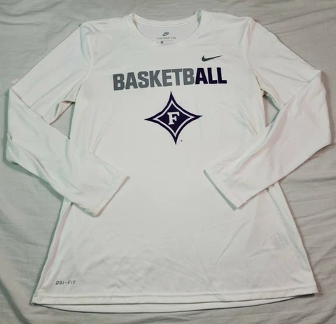 Nike Furman University Womens Basketball Shirt Long Sleeve Dri-Fit Large L WHT Cover