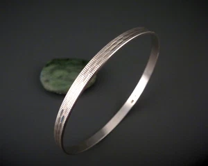 Vintageschmuck 925 Silber 21cm Armreif Bangle Rillenmuster 11,1g Polen Warschau - Imagen 1 de 6