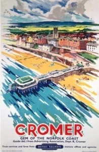 Cromer, Norfolk (old rail ad portrait) fridge magnet (se) - Picture 1 of 1