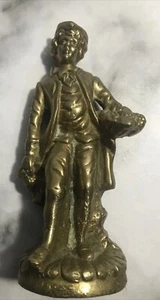 MAN / MALE figurine with Fruit Basket 1.3kg - 6” Tall Vintage Retro solid brass - Picture 1 of 12