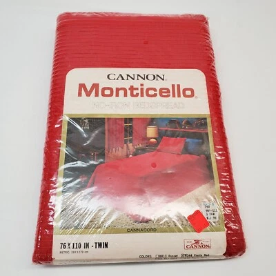 Colcha NOS Cannon Monticello 76x110" Twin Fiesta roja sin planchar 50 % mezcla de algodón Foto 1 de 4