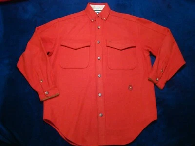 Camisa roja manga larga vintage Tommy Hilfiger para hombre pequeña gamuza mezcla lana RL Foto 1 de 4