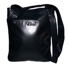 Vintage PERLINA Black Leather 12 x 10 Slim Crossbody Shoulder Bag