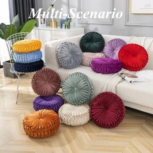 Cojín plisado de terciopelo sofá piso calabaza almohada redonda decoración del hogar - Imagen 1 de 49