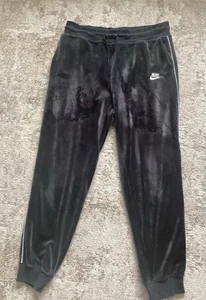 Nike Jogger Sweatpants Men's Medium M Drawstring Logo Black with white stripe - Picture 1 of 3