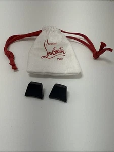 NEW Christian Louboutin Heel Tap Tips Replacement w Dust Bag BLACK (18mm/12mm) - Picture 1 of 8