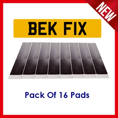 BEK-FIX 16 DOUBLE SIDED STICKY SELF ADHESIVE WEATHERPROOF NUMBER PLATE PADS FIXING KIT