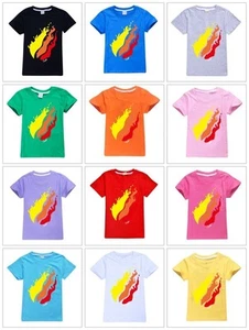 Cotton For Boys Girls Cotton Flame Prints Kids T-shirt Tops 3D Tee Birthday Gift - Picture 1 of 30