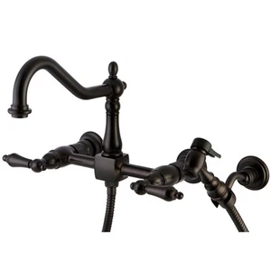 ES1245ALBS New Orleans 8" Center Wall Mount Kitchen Faucet with Brass Sprayer... - Picture 1 of 1