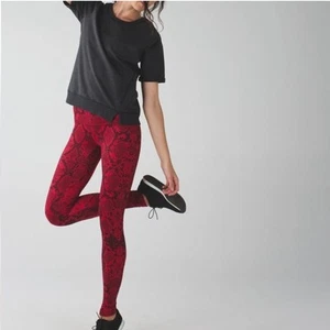 Lululemon Wunder Under High Rise Leggings Size 4 Ziggy Snake Red Tide Cranberry - Picture 1 of 13