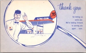 UNION 76 GAS STATION Advertising Postcard "Thank You for Letting Us Serve You" - Picture 1 of 2