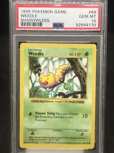 Pokemon PSA 10 Weedle Shadowless 69/102 Set Base - Foto 1 di 2