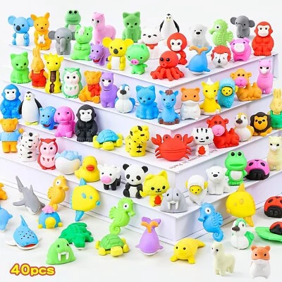 40 piezas Gomas de borrar animales Escritorio Mascotas para niños Borrador montado 3D Puzzle Gomas de borrar Clase Foto 1 de 4