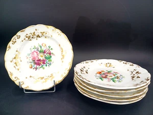 LOT OF 6 HAND PAINTED FLOWER PLATES late 18th century PARIS PORCELAIN - Picture 1 of 18