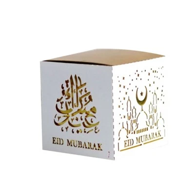 Scatole caramelle Eid Mubarak Sweet Favour decorazioni giurato (confezione da 5) - bianco e oro
