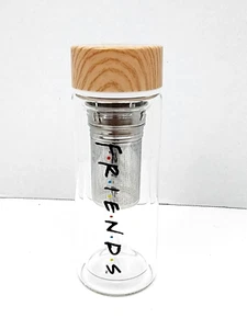 CULTURE FLY Friends TV Show Tea Infuser Glass Water Bottle w/ Metal Basket - Picture 1 of 4