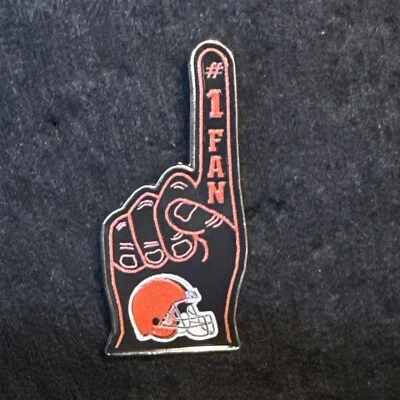 Cleveland Browns #1 FAN Finger Collector Pin w/ Orange Helmet Logo NFL Football - Image 1 of 4