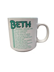 Tazza ceramica Papel nome Beth significato speciale vintage 9 oz verde bianco - Foto 1 di 3