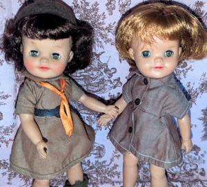 Lot 2 Vintage 1960's Effanbee 8" Vinyl Fluffy Dolls Girl Scout (A9) - Picture 1 of 10