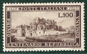 ITALY Stamp 100L Brown (1949) ROMAN REPUBLIC CENTENARY Mint LMM LGREEN64 - Picture 1 of 6