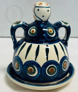 Neu * Polnische Keramik * Mini Butter Pat oder Mini Cheese Lady und Deckel * 24257E S219 - Bild 1 von 6