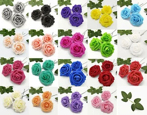 US 25 Artificial Rose Flower Floral Bridal with Stem Wedding Bouquet Decoration - Picture 1 of 31