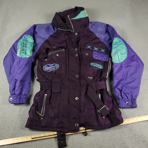 Spyder Jacket Womens Size 14 Purple Vintage 90s Belted Ski Snowboarding Coat - Picture 1 of 10