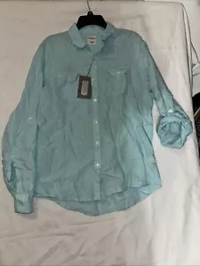 Murano Baird McNutt Slim L Shirt Blue Lightweight 100% Linen Button Roll Tab NWT - Picture 1 of 7
