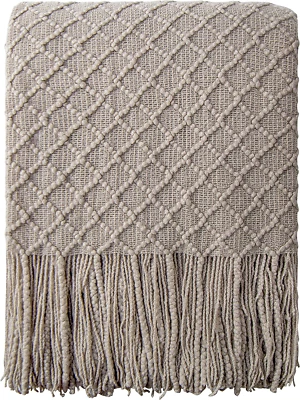 Acrylic Knitted Throw Blanket, Lightweight and Soft Cozy Decorative Woven Blanke - Image 1 of 4