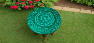 Handmade Marble Inlay Coffee Table – Malachite Stone Art Side/Centre Table art - Picture 1 of 9